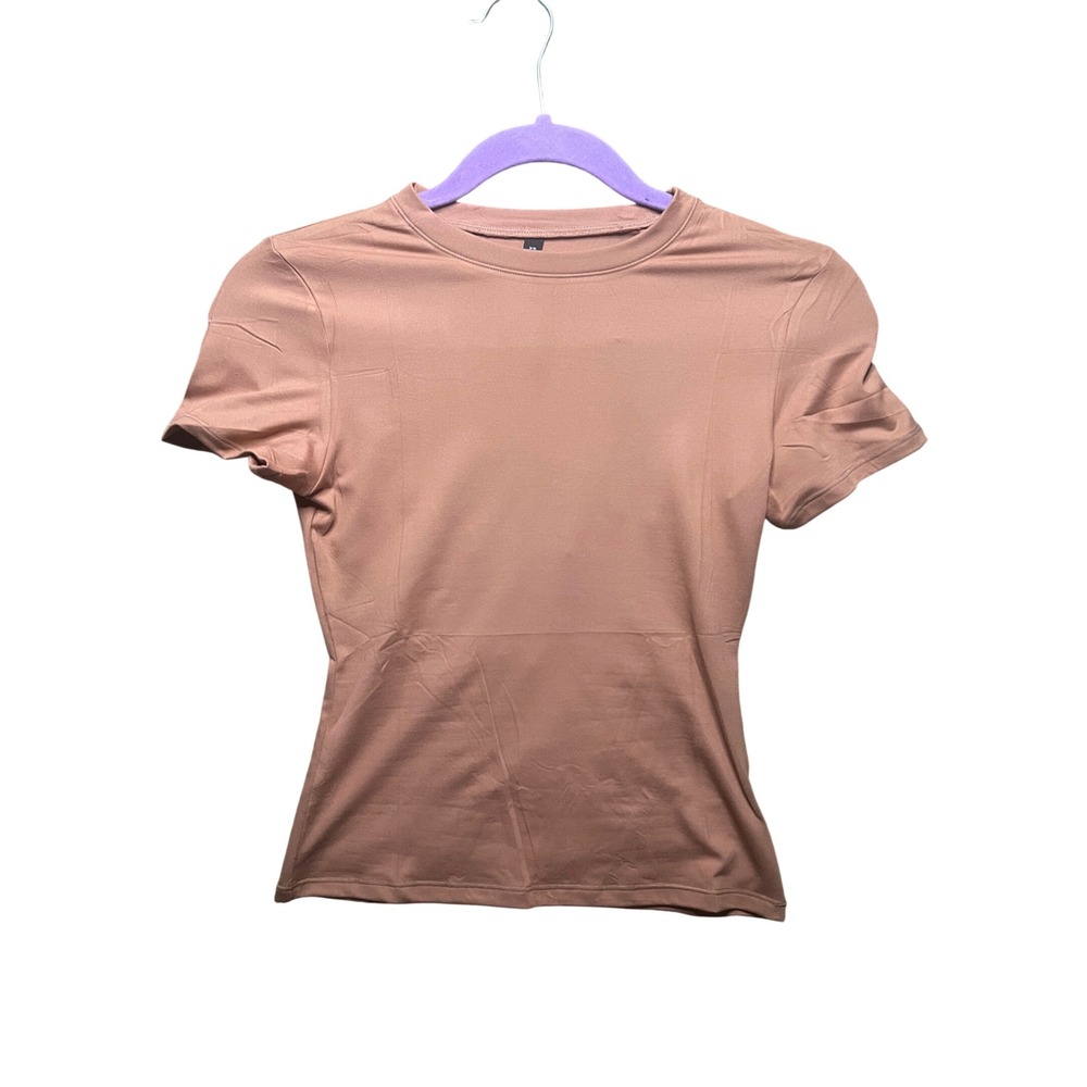 Unbranded Women's Clay Mauve Short Sleeve Crew Neck Slim Fit T-Shirt Size XS